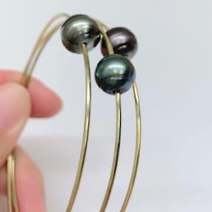 Tahitian Pearl Bangle, Hawaii Beach Jewelry, Natural color TahitianCulturedPearls,Bridal,Wedding,Anniversary Gift Idea For Her,Price per pc