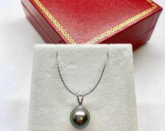 14K White Gold 10-11 mm AAA Tear Drop Cultured Tahitian Pearl Pendant, Pendant Only