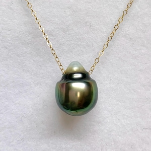 Tahitian Pearl Necklace W 14K Yellow gold filled Chain 18&quot;, Doorbuster Affordable Tahitian Pearl Pendant Necklace gift for her, 031125-2