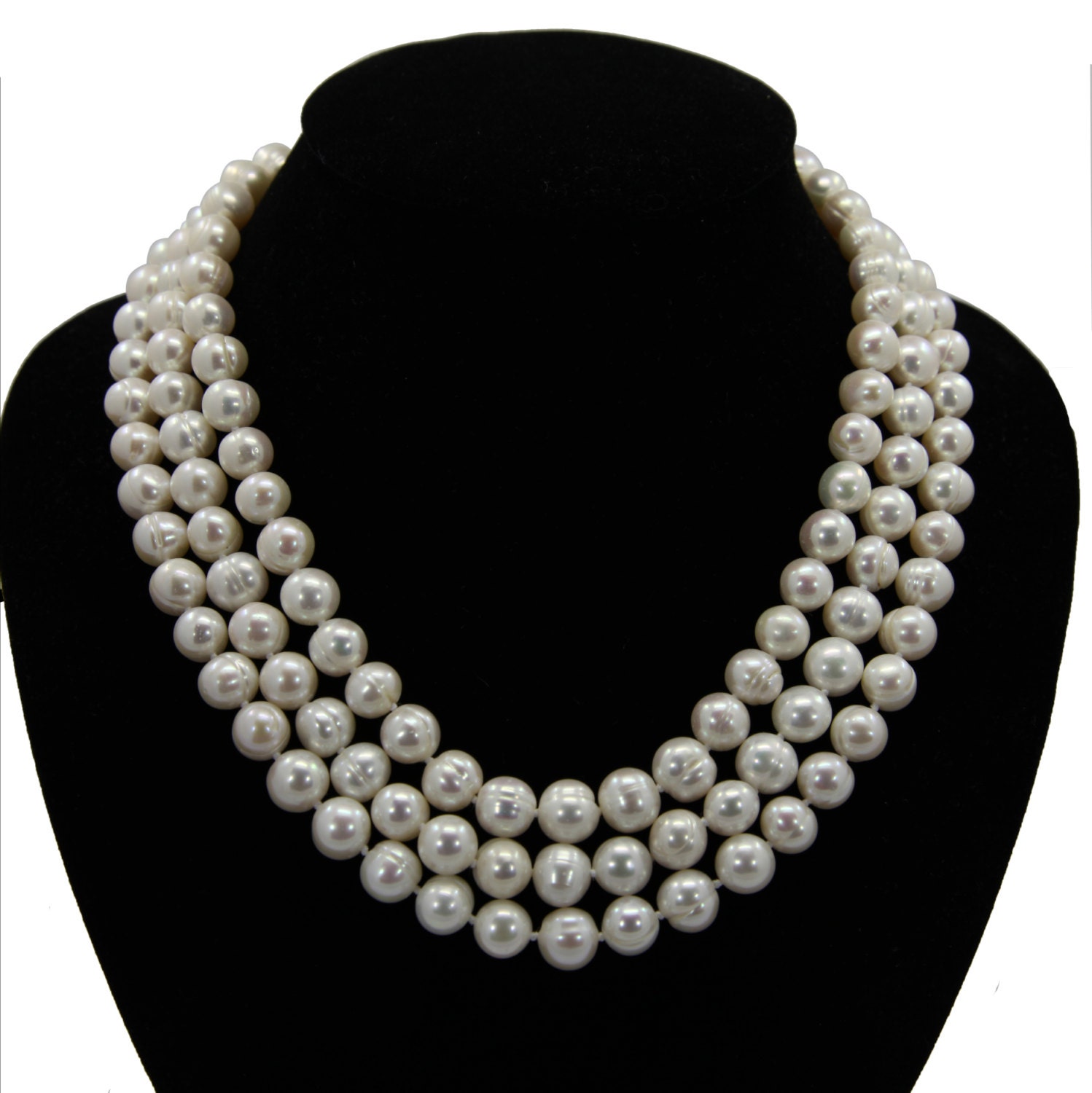 9.0-10.0 Mm 3-row Handpicked Ultra-luster White Circlé