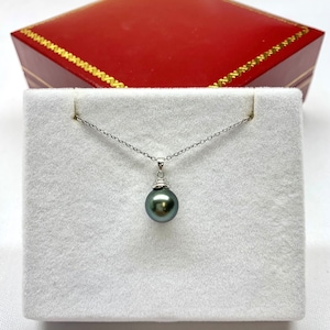 9-10mm Tahitian Cultured Pearl Pendant Necklace 17.5”, Tahitian pearl Pendant necklace for women, Made in USA