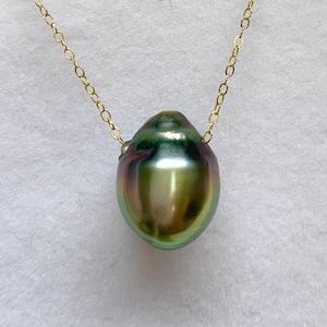 Tahitian Pearl Necklace W 14K Yellow gold filled Chain 18&quot;, Doorbuster Affordable Tahitian Pearl Pendant Necklace gift for her, 031125-1