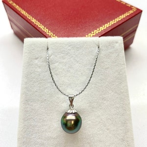 14K White Gold Tahitian Pearl Pendant, 10-11mm Baroque/Circle Cultured Tahitian Pearl Pendant, Pendant Only,121623-11