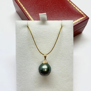 14K Yellow Gold 13.4 mm Baroque/Circle Cultured Tahitian Pearl Pendant, Pendant Only, Made in USA, 100123-3