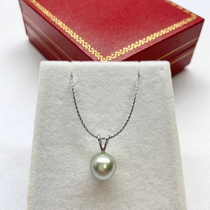 14K White Gold Tahitian Pearl Pendant 9.7 mm Grey Oval Cultured Tahitian Pearl Pendant, Pendant Only, 121623-1