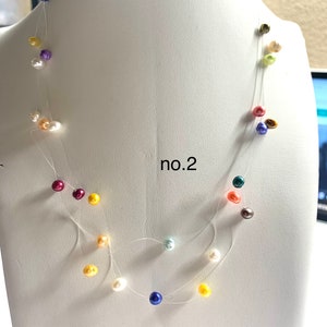 Clearance -- 3 row fish line cultured pearl necklace-multi color-Wholesale price- Sold by pc-Clearance-no return or exchange