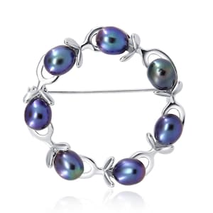 Olive Branches Freshwater Cultured Pearl Brooch (Rhodium Plated Base Metal Setting)