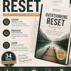 Overthinking Reset Workbook, Stop Overthinking PDF, Mental Clarity Journal, Self Reflection Workbook, Instant Download