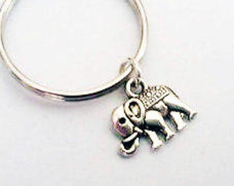 Elephant key chain, silver keychain, elephant charm, elephant key ring, boyfriend gift animal keychain elephant key fob best friend gifts 3D