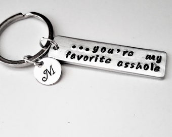 Funny Valentine gift, You're my favorite asshole keychain, sarcastic keychain, sibling gift, valentines day, couples keychain personalized