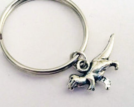 Dinosaur keychain, T-Rex keychain, silver keychain, t rex charm, paleontology gift, best friend gift, tyrannosaurus key ring, animal key fob