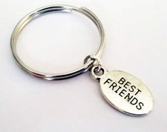 Best friends keychain, silver keychain friendship gift, best friend gift, friendship keychain, birthday gift, best friend jewelry, tiny gift