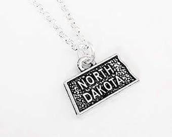 Tiny North Dakota necklace home state necklace, North Dakota charm jewelry personalized gift for her North Dakota outline map charm bff gift