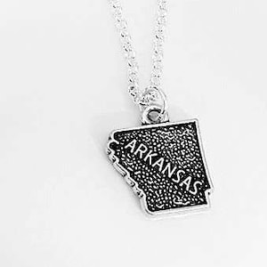 Arkansas Halskette, Arkansas Halskette, Halskette, Halskette, Geschenk für Sie Arkansas Landkarte Charm Silber