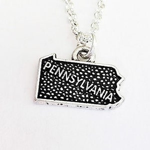 Pennsylvania necklace home state, Pennsylvania state necklace, home state jewelry, personalized gift for her, silver necklace, map charm