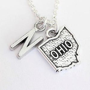 Ohio Halskette Erste Halskette Ohio Schmuck Ohio Karte Halskette Freundschaft beste Freundin egal wo Monogramm Halskette handgemachter Schmuck