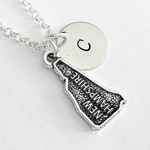 New Hampshire Halskette personalisiert Initial Halskette New Hapshire Schmuck Karte Halskette Freundschaft beste Freundin egal wo Monogramm Charm