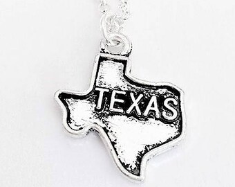 Tiny Texas necklace, silver state jewelry, map pendant, home state necklace, best friend jewelry personalized gift for her Texas outline