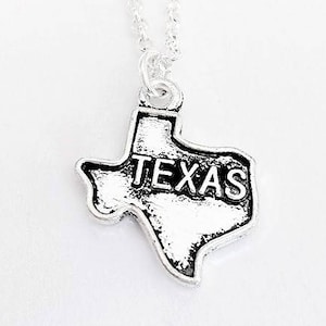 Kleine Texas Halskette, Silber State Schmuck, Landkarte Anhänger, Home State Halskette, beste Freundin Schmuck personalisiertes Geschenk für sie Texas Umriss