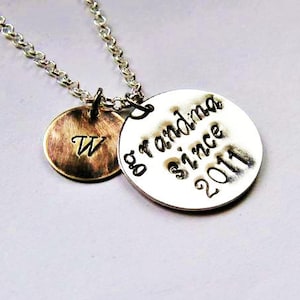 Personalized Grandma Est Necklace, Initial Jewelry Gift for Grandma, New Grandma Gift, Christmas Gift, Hand Stamped Gift for Her Birthday