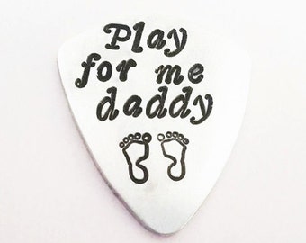 Play for Me Daddy guitar pick, Dad Guitar Pick Father Gift Guitar Pick Grandpa plectrum Father's Day Birthday Christmas gift, footprints him
