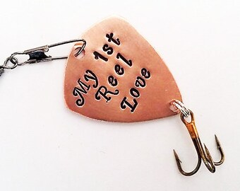 Personalized Fishing Lure Father of the Bride Daddy Fishing Gift for Father My 1st Reel Love Dad custom first reel love Valentines Day