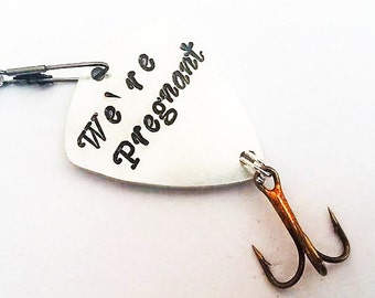 Pregnancy announcement fishing lure, we are pregnant, dad to be fishing lure, husband gifts for husbands custom fishing lure dad reveal