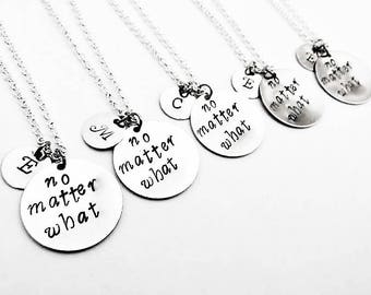 No matter what necklaces, best friends jewelry, bff necklace long distance, no matter where, personalized initial best friend set of five