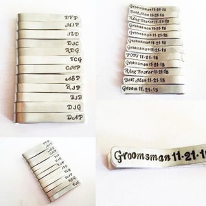 Set of 10 Tie Clips, Personalized Tie Bars, Groomsmen gifts, Hand Stamped Tie Bar Set, Groom's gift Father of the Bride, Wedding Accessories image 3