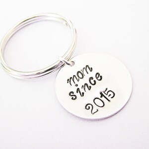 Personalized Mom Keychain, mother key chain, mom gift, mom since, hand stamped keychain, mom est, new mom, new mother