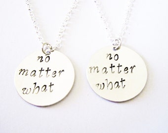 sisters necklace long distance, handstamped necklace personalized jewelry, gift for best friends, no matter what, friendship bff necklace