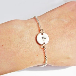 Initial bracelet - personalized bracelet, one disc bracelet Silver bracelet, engraved bracelet, monogrammed bracelet, hand stamped bracelet,