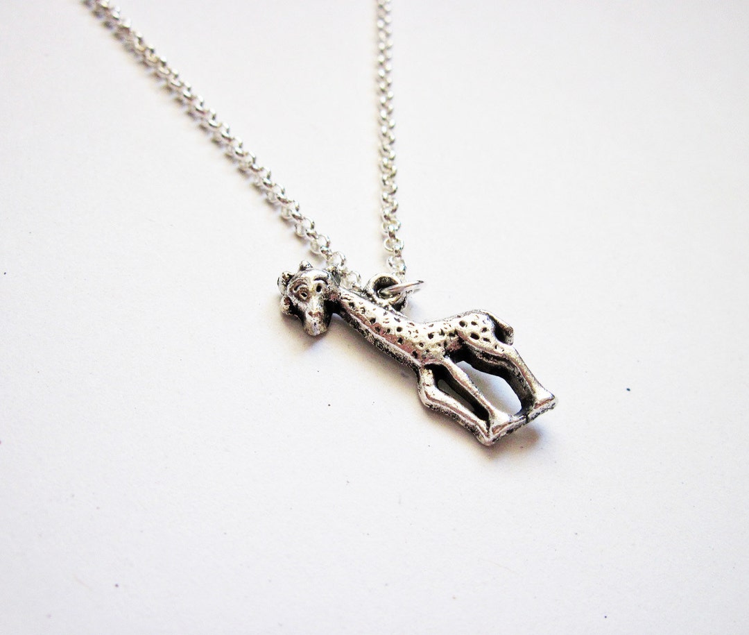 Silver Plated Giraffe Pendant Necklace Vintage Animal Long Necklace Birthday Gift 10pcs-N150