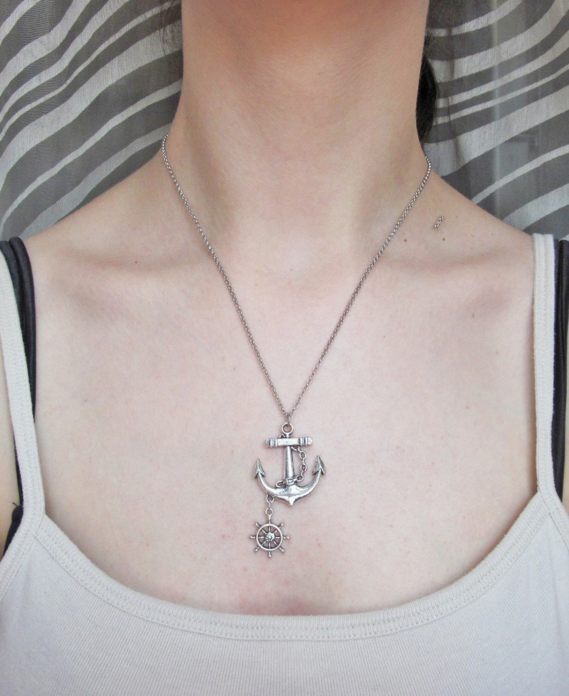 Anchor Necklace Nautical Jewelry Sea Necklace Beach Etsy