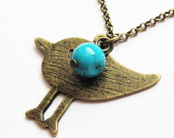 sparrow bird necklace, bird jewelry, sparrow necklace, long necklace, mommy mother mama bird, long chain, green, blue, bird necklace