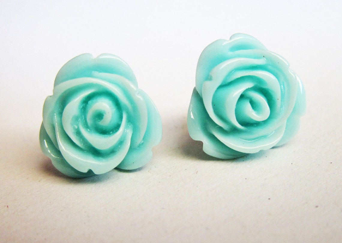 Peach Rose Earrings Flower Earrings Rose Stud Earrings - Etsy