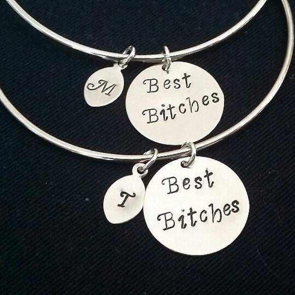 Best Friend Bracelet, Best Bitches Bangle Bracelet, Expandable Bangle, Friendship Bracelet, 2 best friends bracelets, long distance bangle