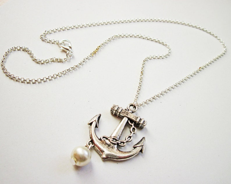 anchor dainty necklace nautical jewelry / gift fo her under 20usd, Silver Anchor Necklace, anchor pendant, silver necklace anchor jewelery image 5