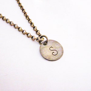 Initial Necklace Jewelry Personalized Initial Necklace Pendant Bridesmaid Gift Bridesmaid Jewelry Necklace Jewelry, bronze brass handstamped