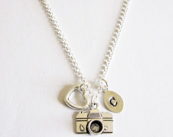 Personalized Camera Necklace, photography necklace, camera necklace, photographer gift, camera jewelry photography, initial, birthstone tiny