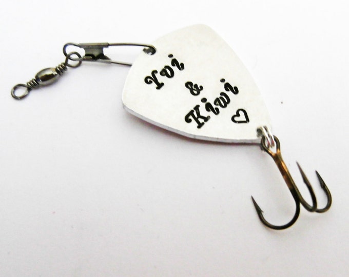 Lovers name personalized fishing lure birthday anniversary for him fish hook engraved for men custom metal fishing accessory fathers day