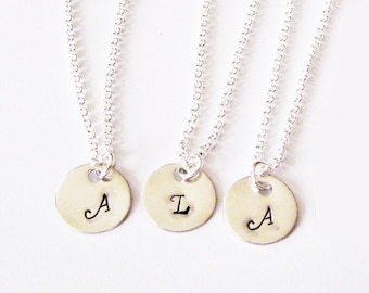 3 Best Friend necklaces, initial necklace, sister necklace set, mother daughters jewelry, personalized jewelry, monogrammed gift, three disk