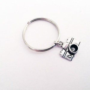 Camera keychain, camera key chain, silver keychain, camera charm, photographer key ring, photograph keychain personalized keychain bag charm