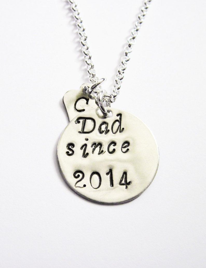 Personalized Dad Necklace Silver Initial Charm Necklace Dad Etsy