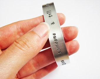 Custom quote cuff, aluminium bracelet, personalized cuff bracelet, silver cuff, handstamped jewelry, custom word bracelet, hand stamped big