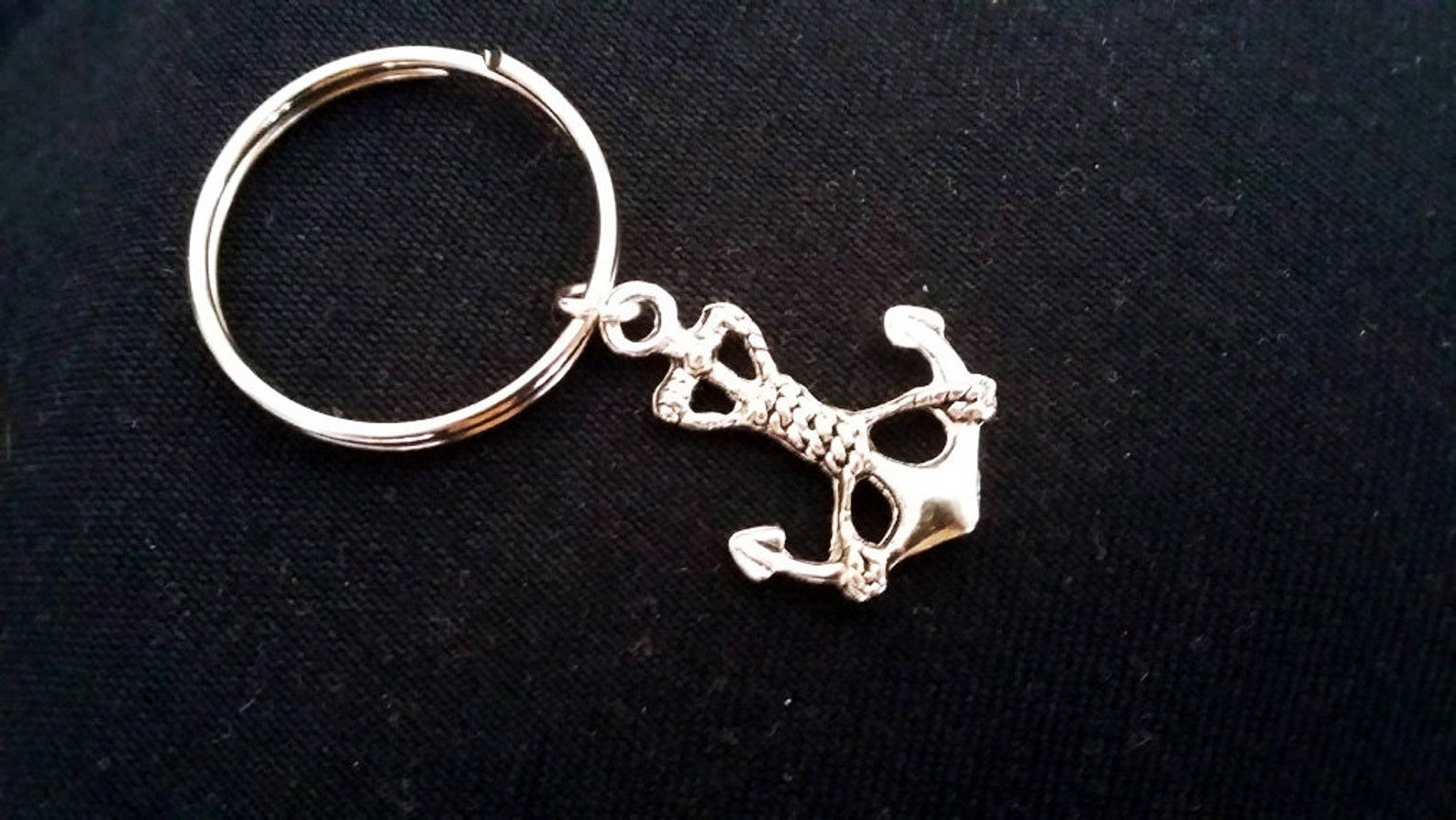 Anchor Keychain Roped Anchor Charm Silver Keychain Silver Etsy