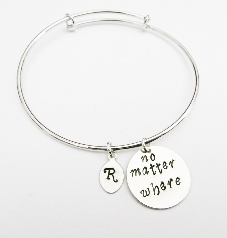 Personalized Best Friends Bangle Bracelet Set 2 Friendship Bracelets initial no matter where Gift Best Friend Jewelry Friendship Jewelry