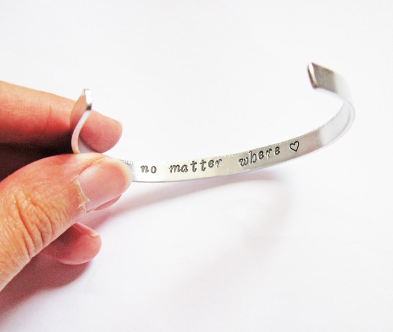 Mother Daughter gift, Hidden Message Bracelet, no matter where, friend mom secret message, customizable, aluminium cuff, copper, brass image 2