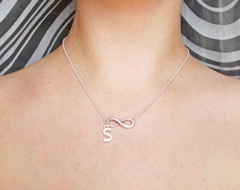 Infinity Necklace, Initial Jewelry, Personalized Initial Necklace, wedding necklace, graduation necklace, mother's day gift, silver infinity