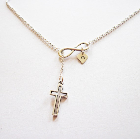 Infinity Cross Necklace Personalized Cross Necklace Y Etsy